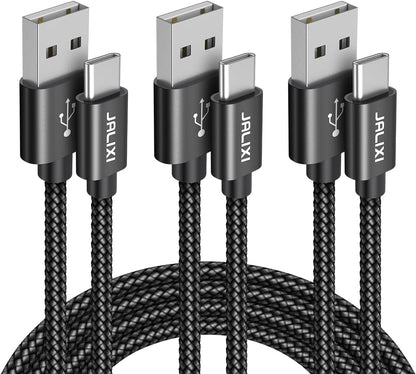 USB to USB C Cable, (3-Pack, 1/3/10 Ft) Fast Charging USBA to USBC Charger Cord Braided for Iphone 15 16 Pro/Pro Max/Plus, for Samsung Galaxy S24 S23 S22 S21 S25, Pixel, Moto