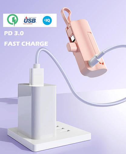 Mini Power Bank 5500Mah Portable Power Bank,Dual USB-C Ports Cell Phone Power Charger, LCD LED Display Battery Compatible with Iphone17/16/15 Plus/15 Pro/15 Pro Max/Android Phone/Samsung/Moto/Lg Etc